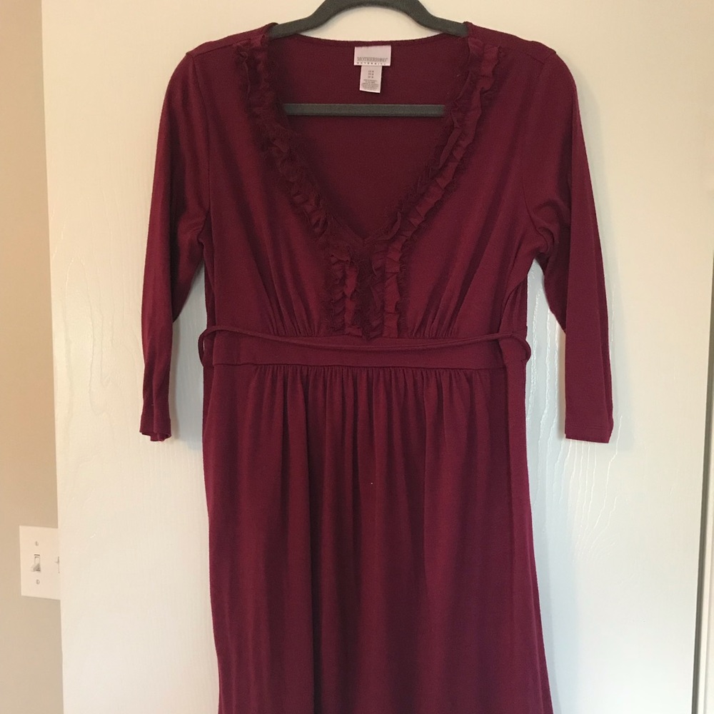 Motherhood Maternity maroon long sleeve dress